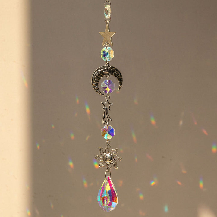 Olivenorma Suncatcher Silver Color Planet Galaxy Wind Chime - Moon & Shooting Stars & Sun（43cm,31g） - image 6