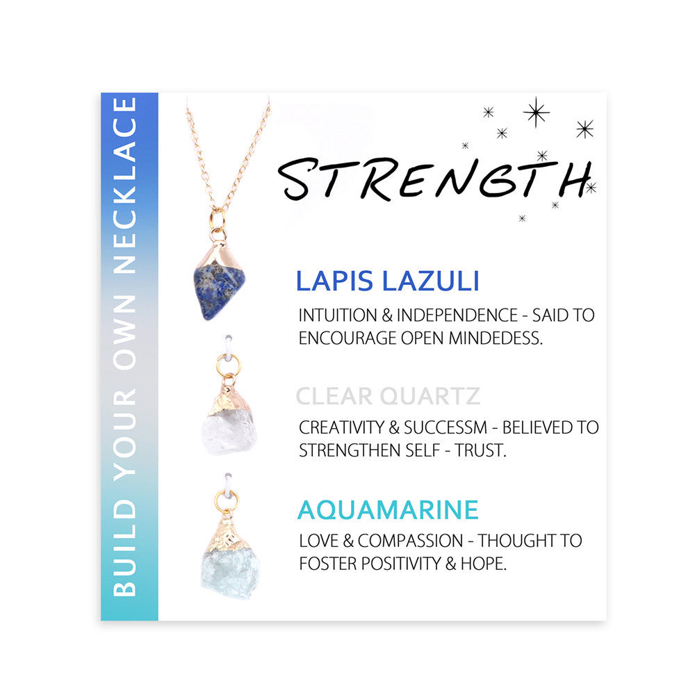 Olivenorma Natural Irregular Rough Stone Blessing Card Necklace - STRENGTH - image 3