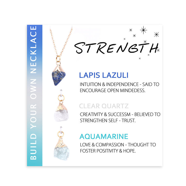 Olivenorma Natural Irregular Rough Stone Blessing Card Necklace - STRENGTH - image 3