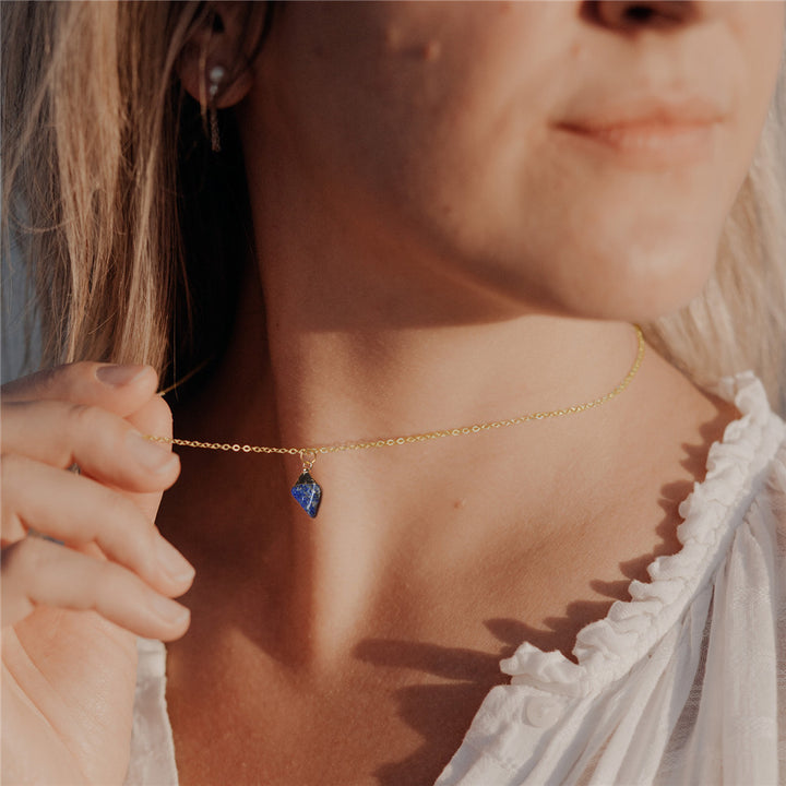 Olivenorma Natural Irregular Rough Stone Blessing Card Necklace - image 8