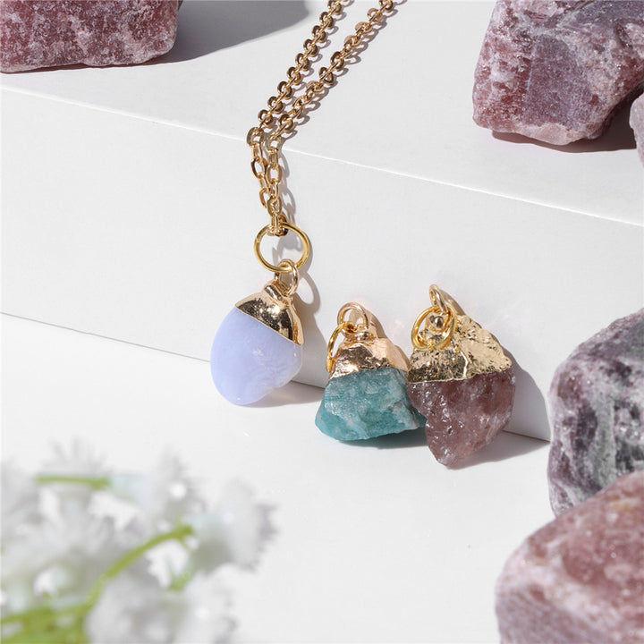Olivenorma Natural Irregular Rough Stone Blessing Card Necklace - image 10
