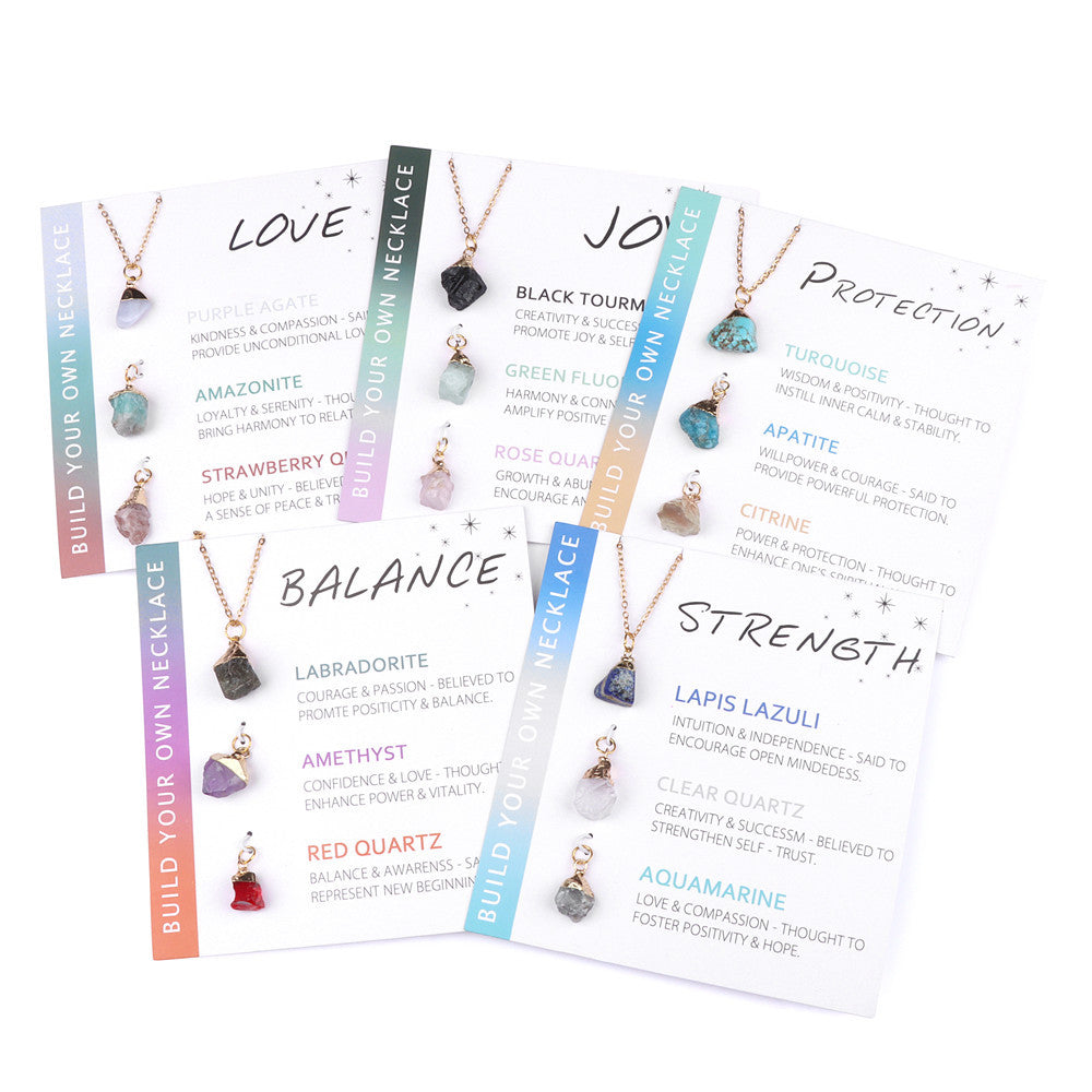 Olivenorma Natural Irregular Rough Stone Blessing Card Necklace - image 0