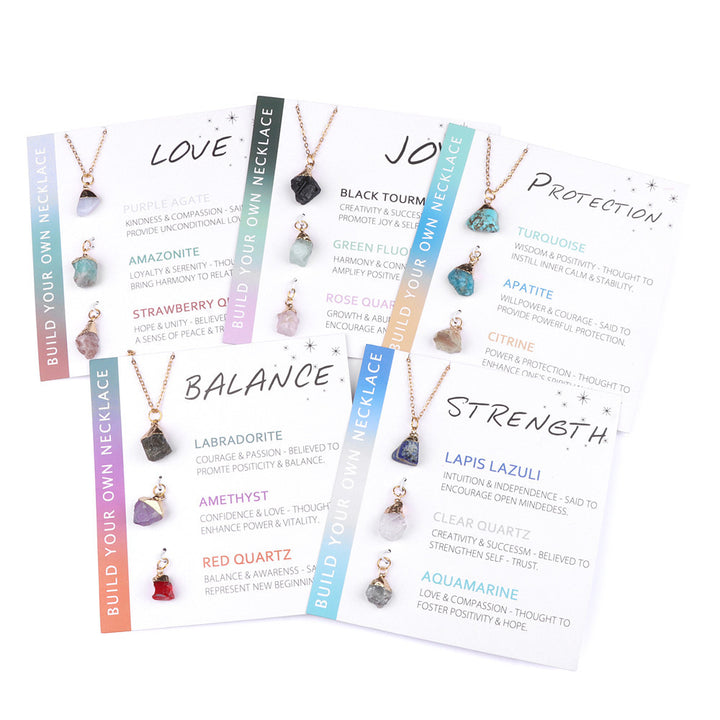 Olivenorma Natural Irregular Rough Stone Blessing Card Necklace - image 0