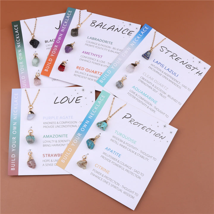 Olivenorma Natural Irregular Rough Stone Blessing Card Necklace - image 14