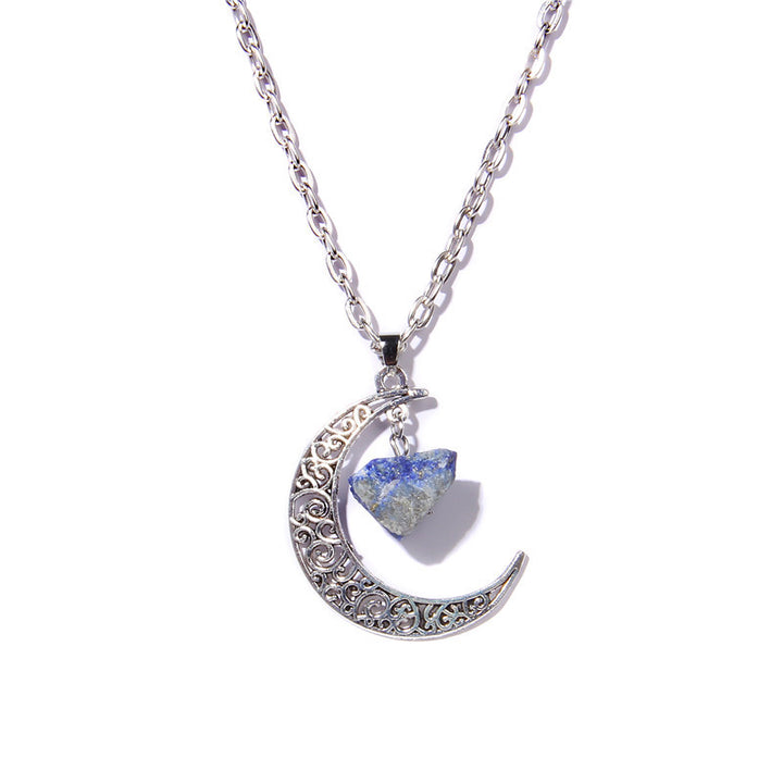 Olivenorma Alloy Moon Natural Stone Pendant Necklace - Lapis Lazuli - image 10