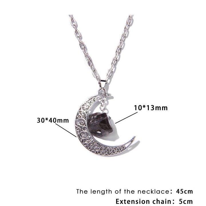 Olivenorma Alloy Moon Natural Stone Pendant Necklace - image 20