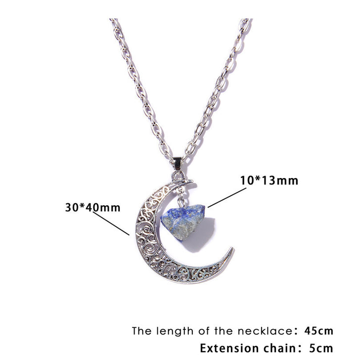 Olivenorma Alloy Moon Natural Stone Pendant Necklace - image 21