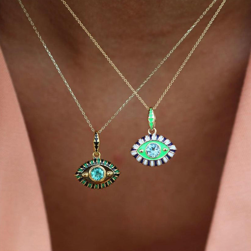 Olivenorma Titanium Steel Gemstone Devil's Eye Necklace - image 0