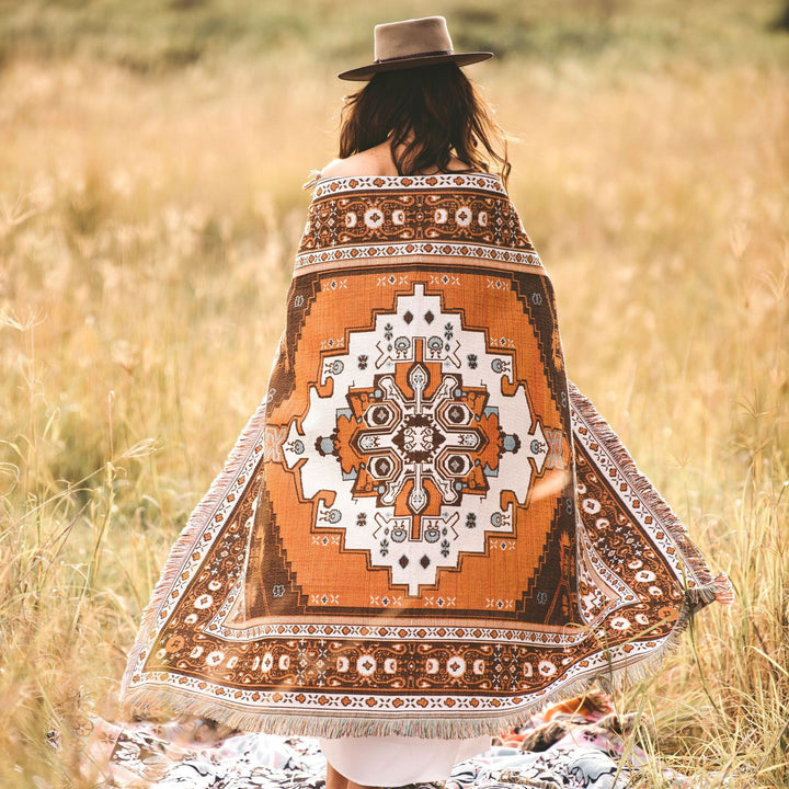 Olivenorma Bohemian Geometric Flowers Fringe Tassels Woven Blanket - image 3