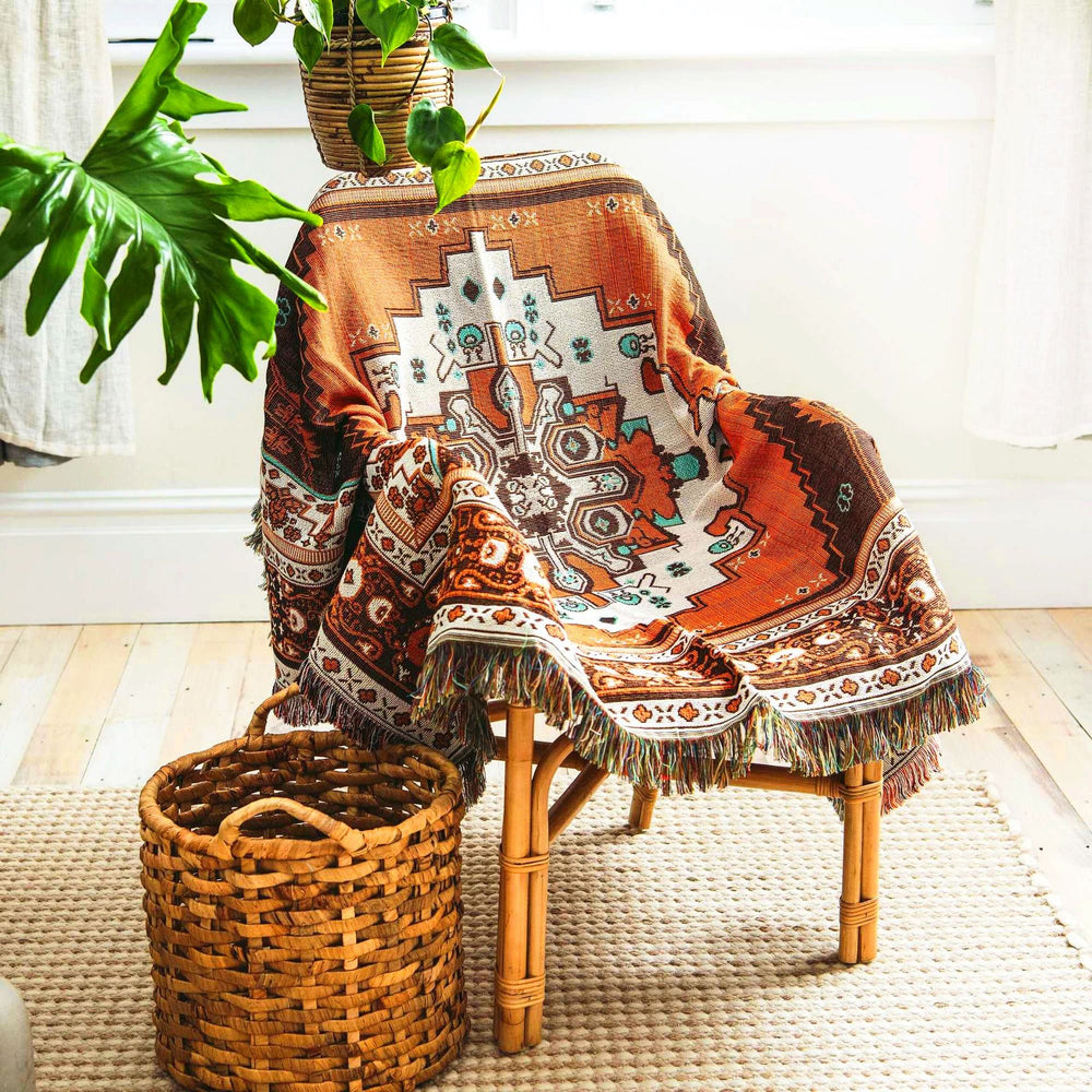 Olivenorma Bohemian Geometric Flowers Fringe Tassels Woven Blanket - image 1