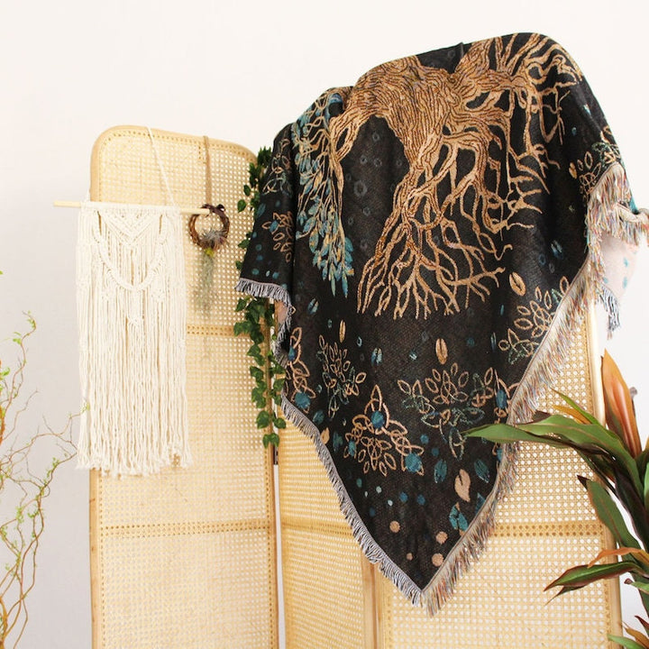 Olivenorma Tree Of Life Bohemian Fringed Woven Tapestry Blanket - image 3