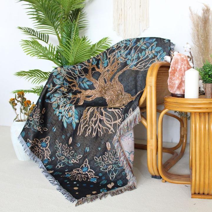 Olivenorma Tree Of Life Bohemian Fringed Woven Tapestry Blanket - image 4