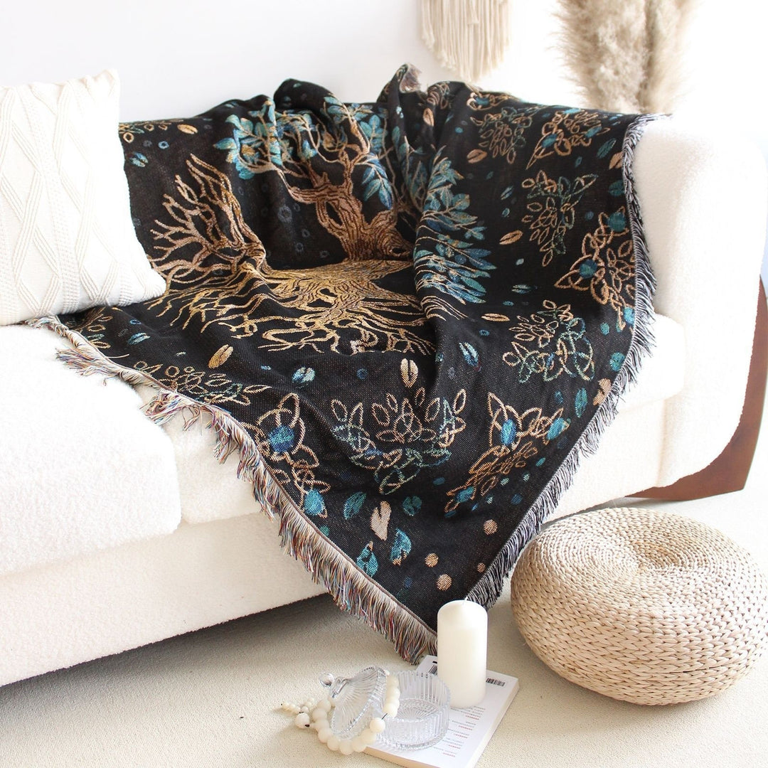 Olivenorma Tree Of Life Bohemian Fringed Woven Tapestry Blanket - image 2