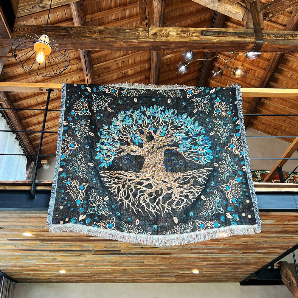 Olivenorma Tree Of Life Bohemian Fringed Woven Tapestry Blanket - image 1
