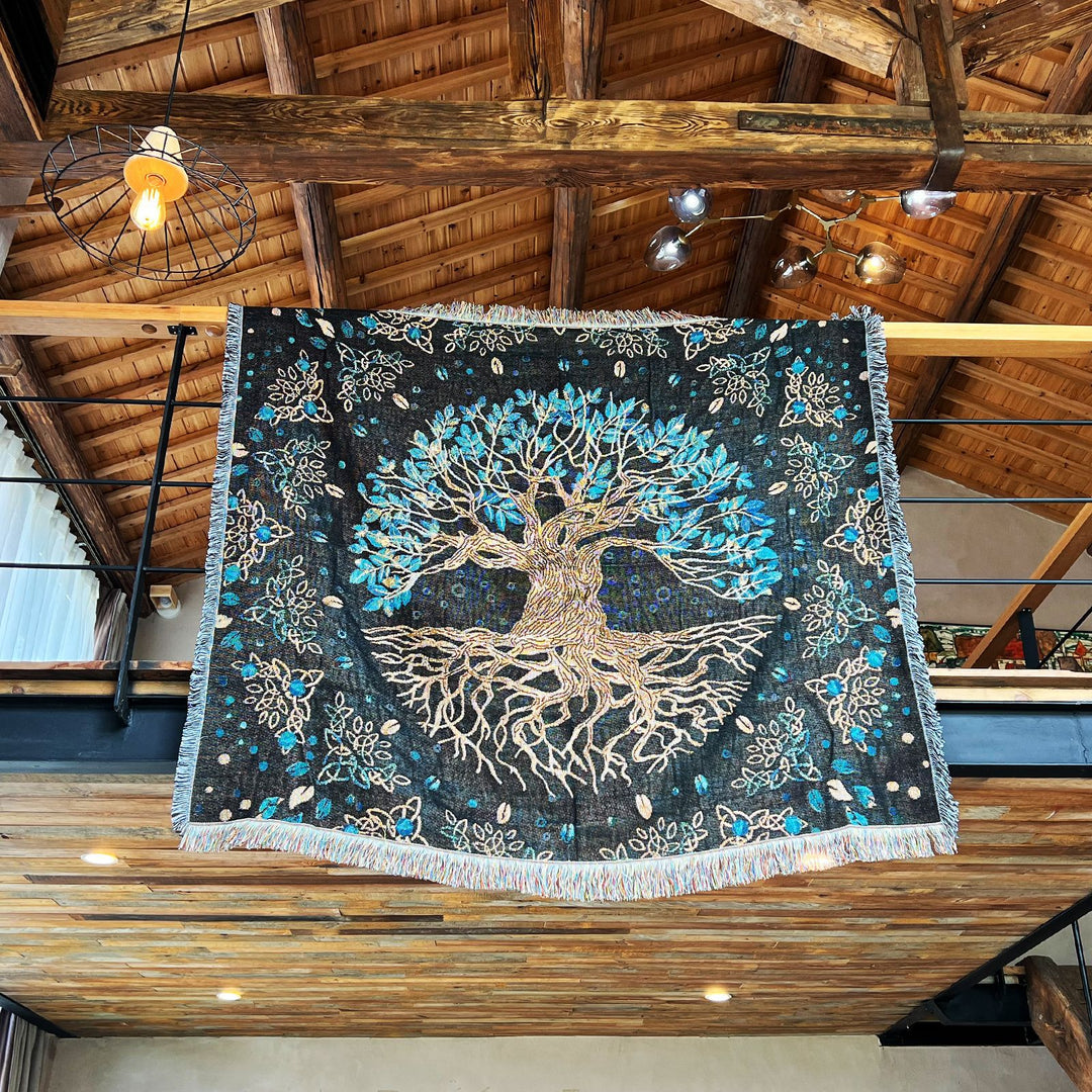Olivenorma Tree Of Life Bohemian Fringed Woven Tapestry Blanket - image 1