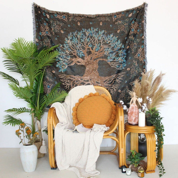 Olivenorma Tree Of Life Bohemian Fringed Woven Tapestry Blanket - image 6