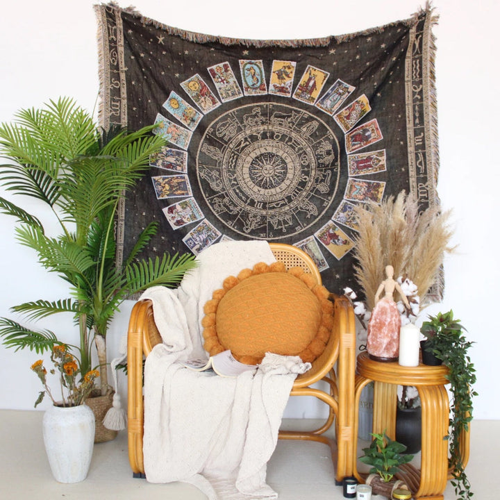 Olivenorma Tarot Cards Compass Woven Boho Throw Tassels Blanket - image 1