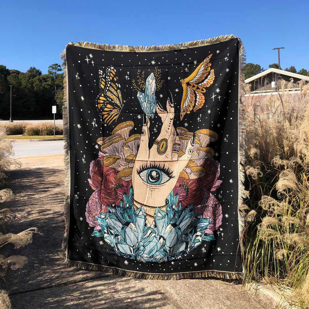 Olivenorma The Hand Butterfly Eyes Crystal Throw Blanket - image 1