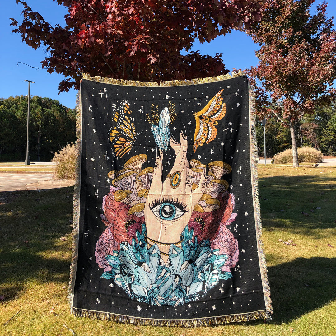 Olivenorma The Hand Butterfly Eyes Crystal Throw Blanket - image 3