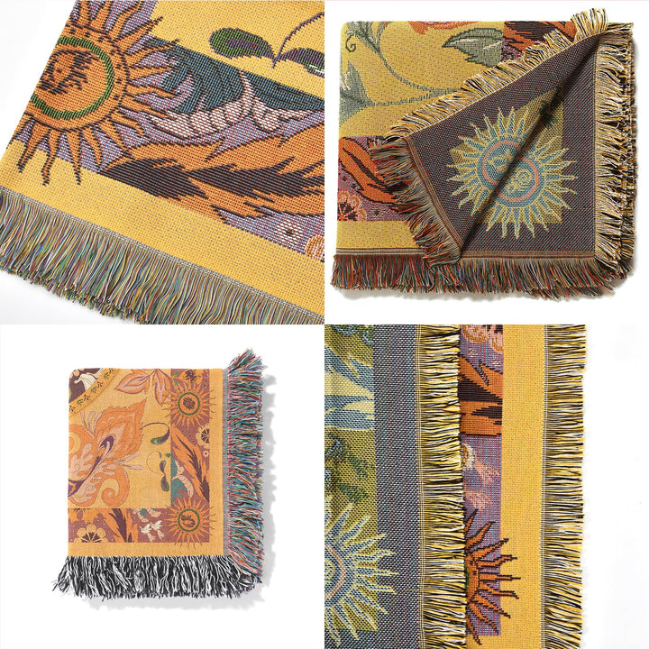 Olivenorma Golden Sun Mood Face Yellow Bohemian Tapestry Blanket  - image 15