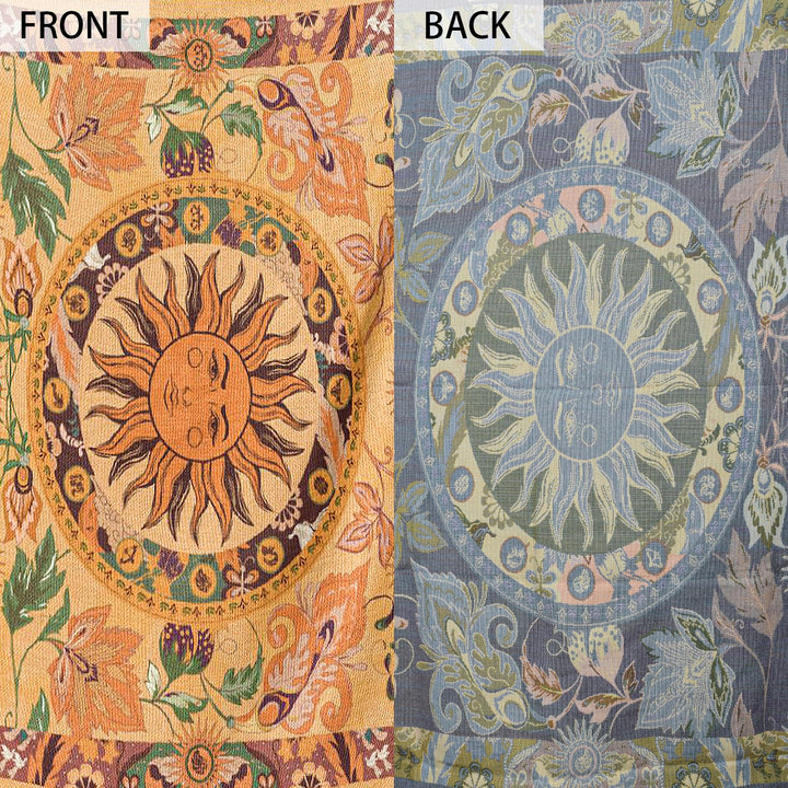 Olivenorma Golden Sun Mood Face Yellow Bohemian Tapestry Blanket  - image 17