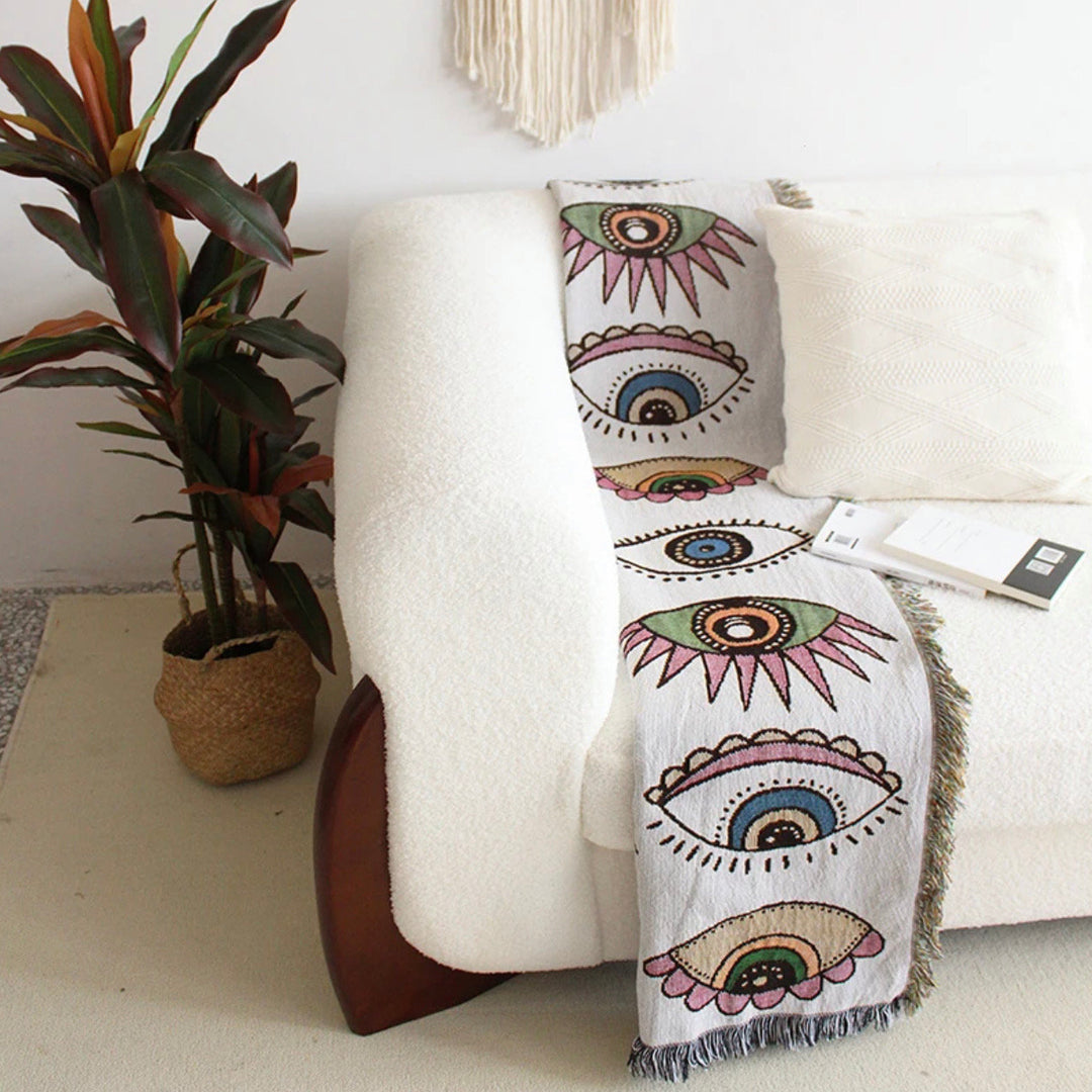 Olivenorma Evil Eye Woven Throw Tassel Blanket - image 2