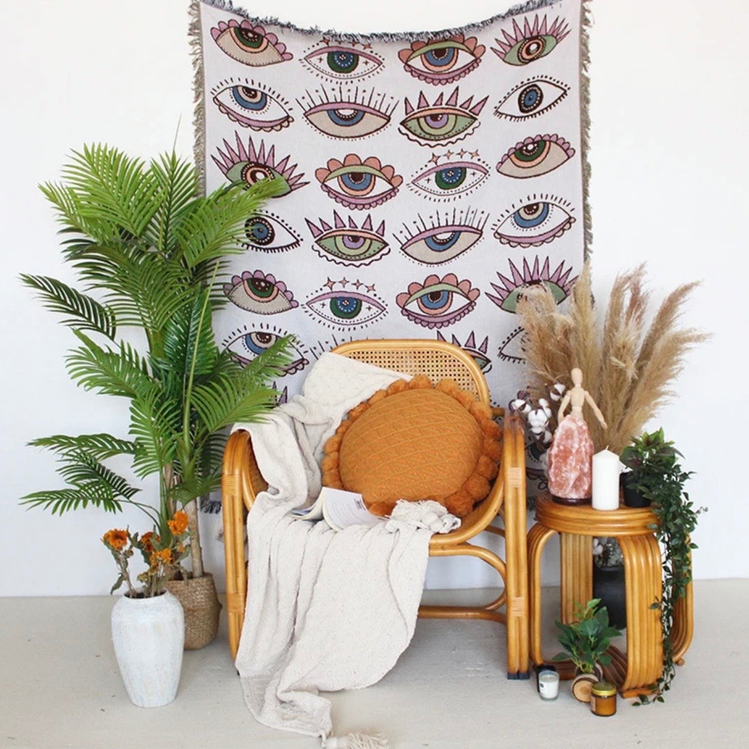Olivenorma Evil Eye Woven Throw Tassel Blanket - image 1