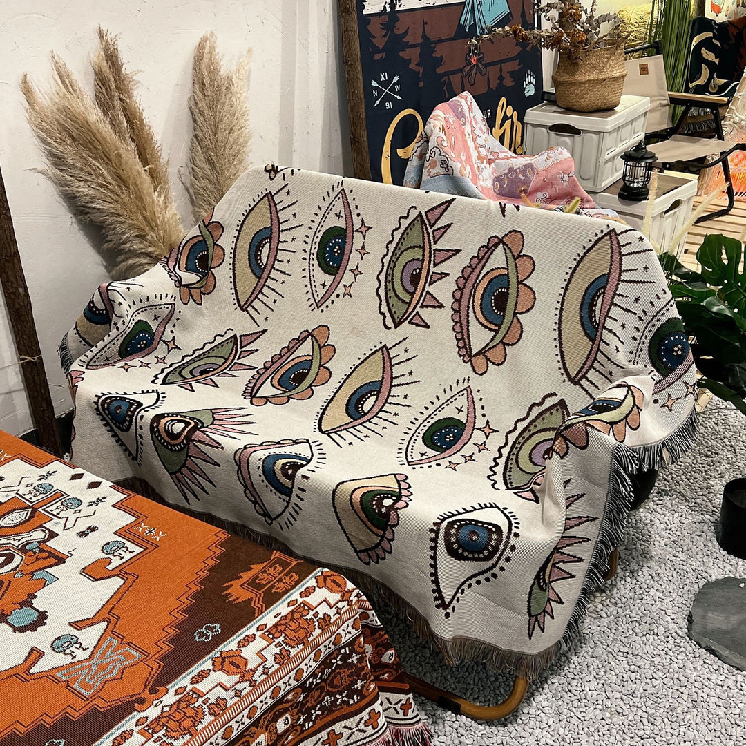 Olivenorma Evil Eye Woven Throw Tassel Blanket - image 9