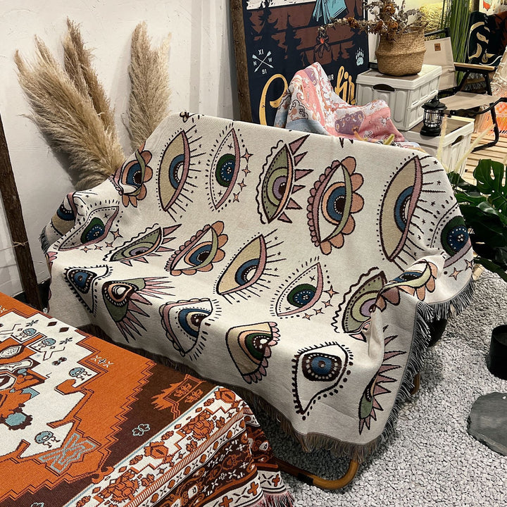 Olivenorma Evil Eye Woven Throw Tassel Blanket - image 9