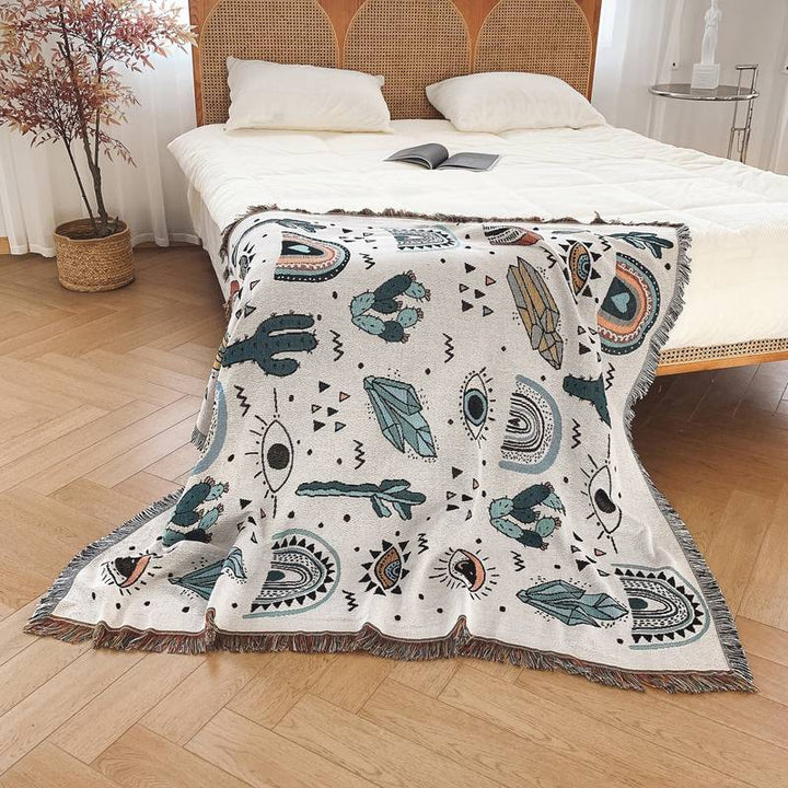 Olivenorma Crystal Rainbow Cactus Bohemian Woven Tassel Blanket - image 4