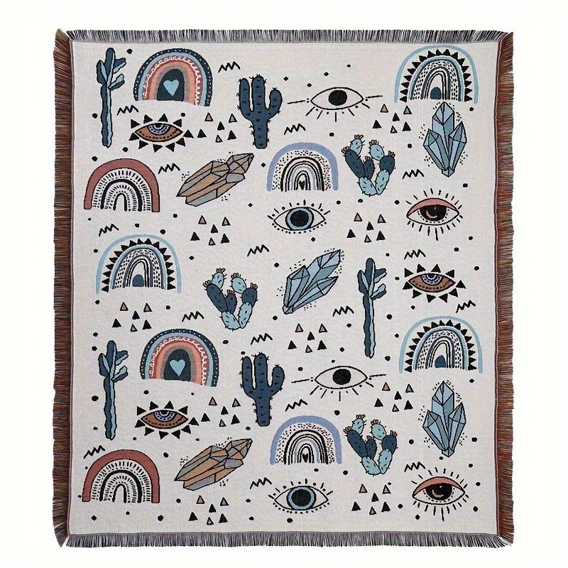 Olivenorma Crystal Rainbow Cactus Bohemian Woven Tassel Blanket - image 5