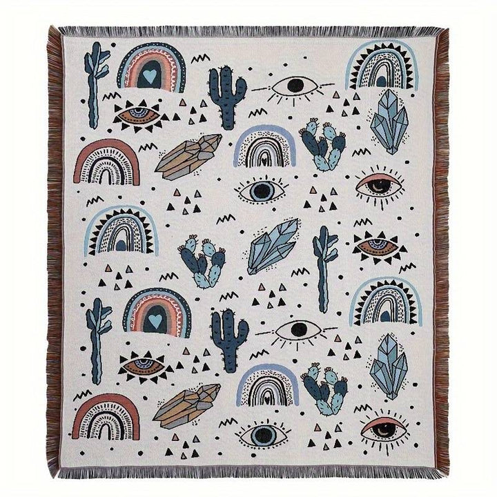 Olivenorma Crystal Rainbow Cactus Bohemian Woven Tassel Blanket - image 5