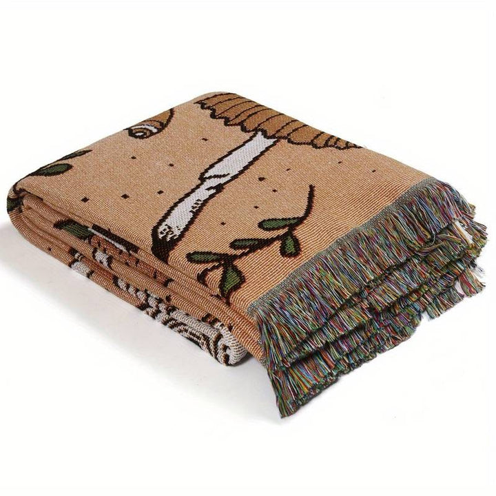 Olivenorma Bohemian Knitted Ethnic Print Tassel Blanket - image 13