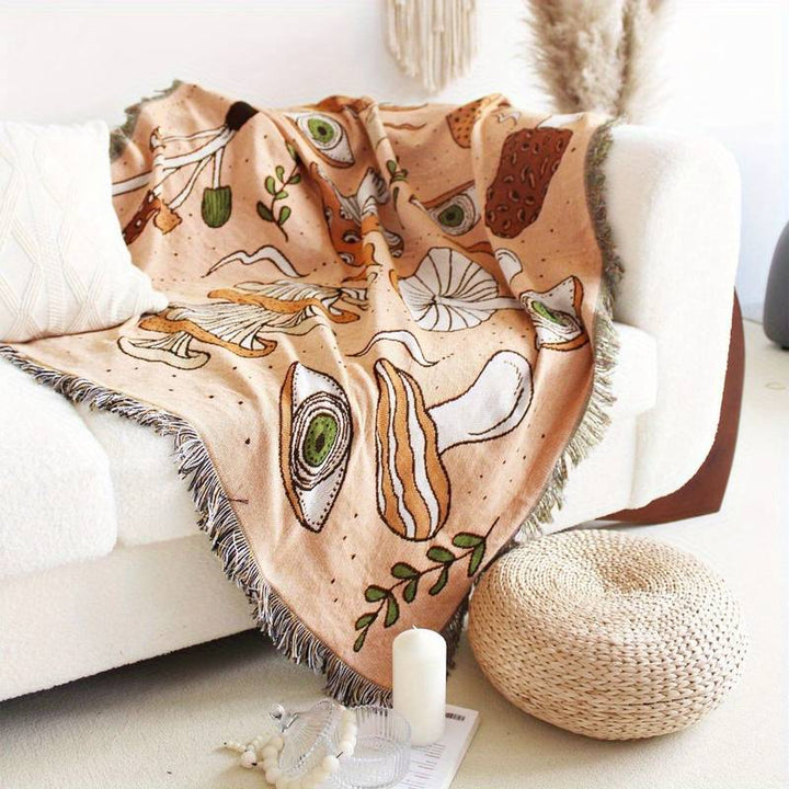 Olivenorma Bohemian Knitted Ethnic Print Tassel Blanket - image 1