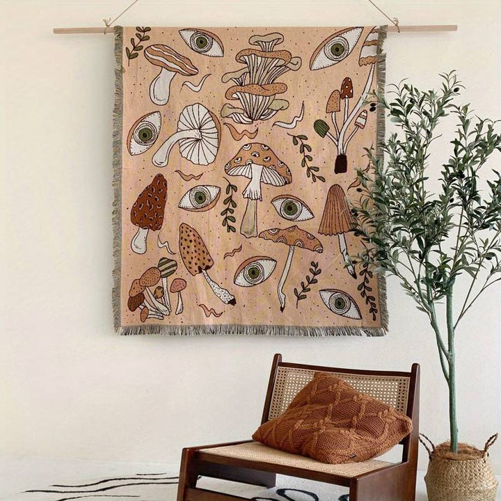 Olivenorma Bohemian Knitted Ethnic Print Tassel Blanket - image 4