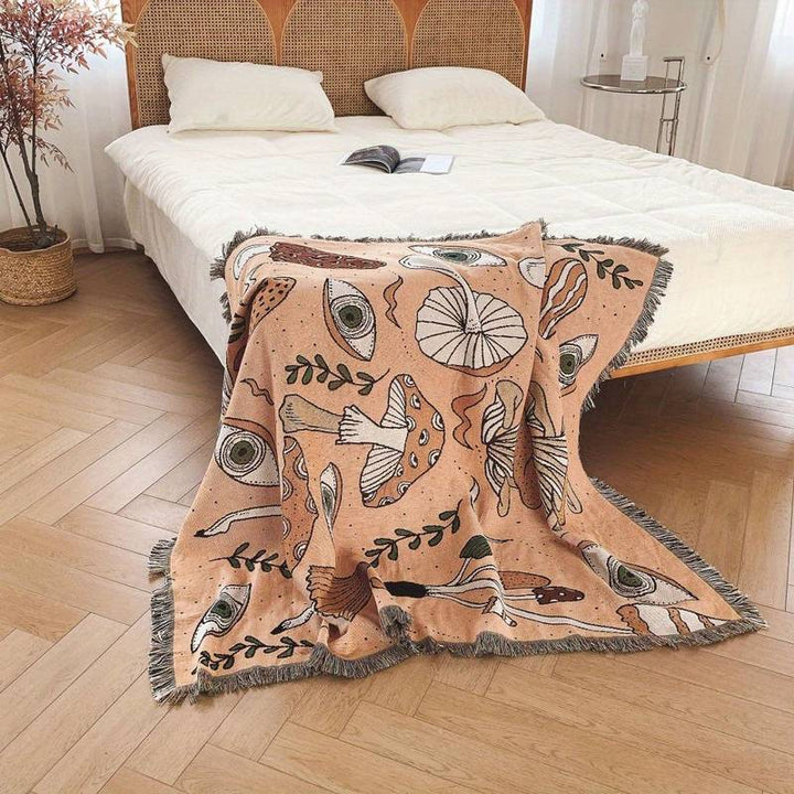 Olivenorma Bohemian Knitted Ethnic Print Tassel Blanket - image 5