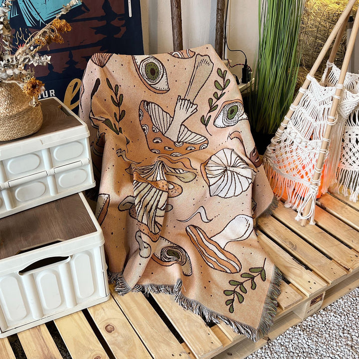 Olivenorma Bohemian Knitted Ethnic Print Tassel Blanket - image 8