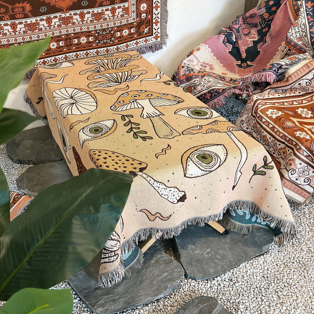 Olivenorma Bohemian Knitted Ethnic Print Tassel Blanket - image 11