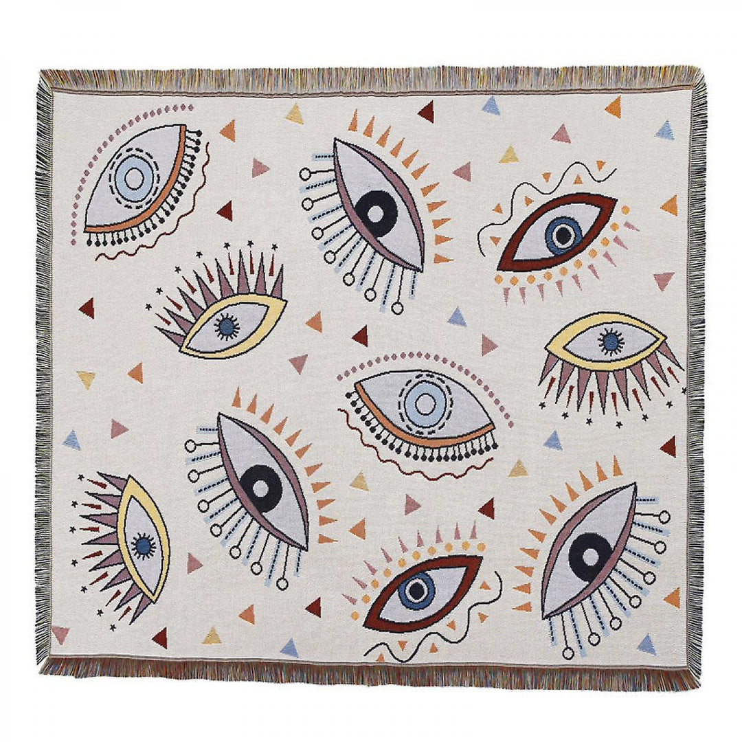 Olivenorma Apricot Red Evil Eye Woven Knit Blanket - image 2