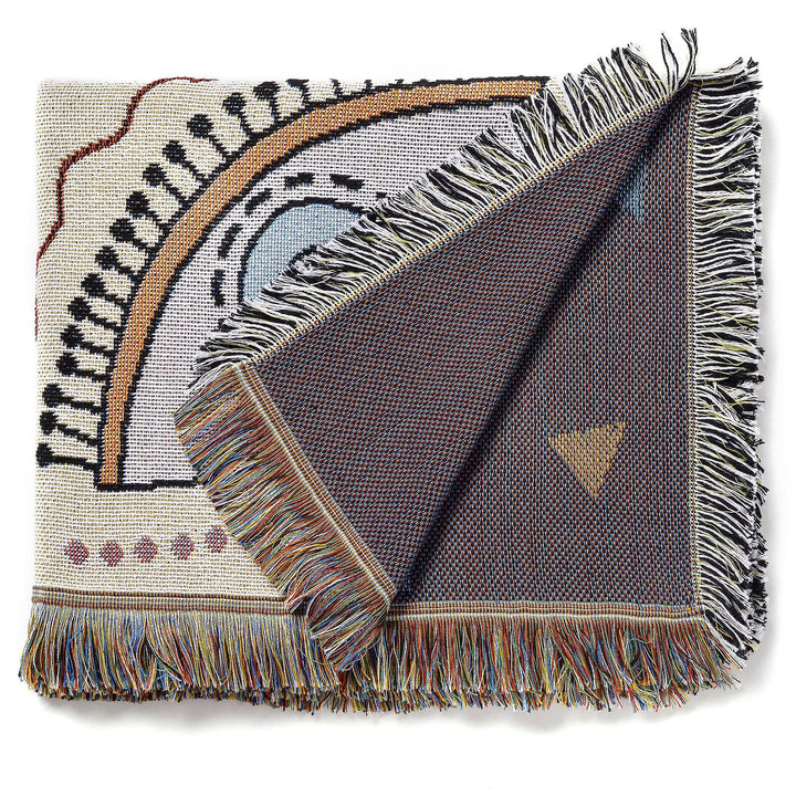 Olivenorma Apricot Red Evil Eye Woven Knit Blanket - image 4