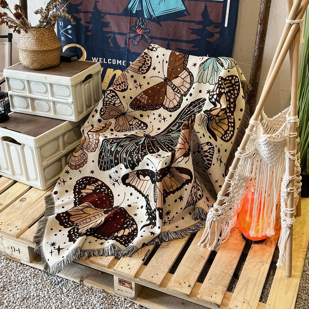 Olivenorma Apricot White Color Butterfly Boho Throw Blanket - image 5