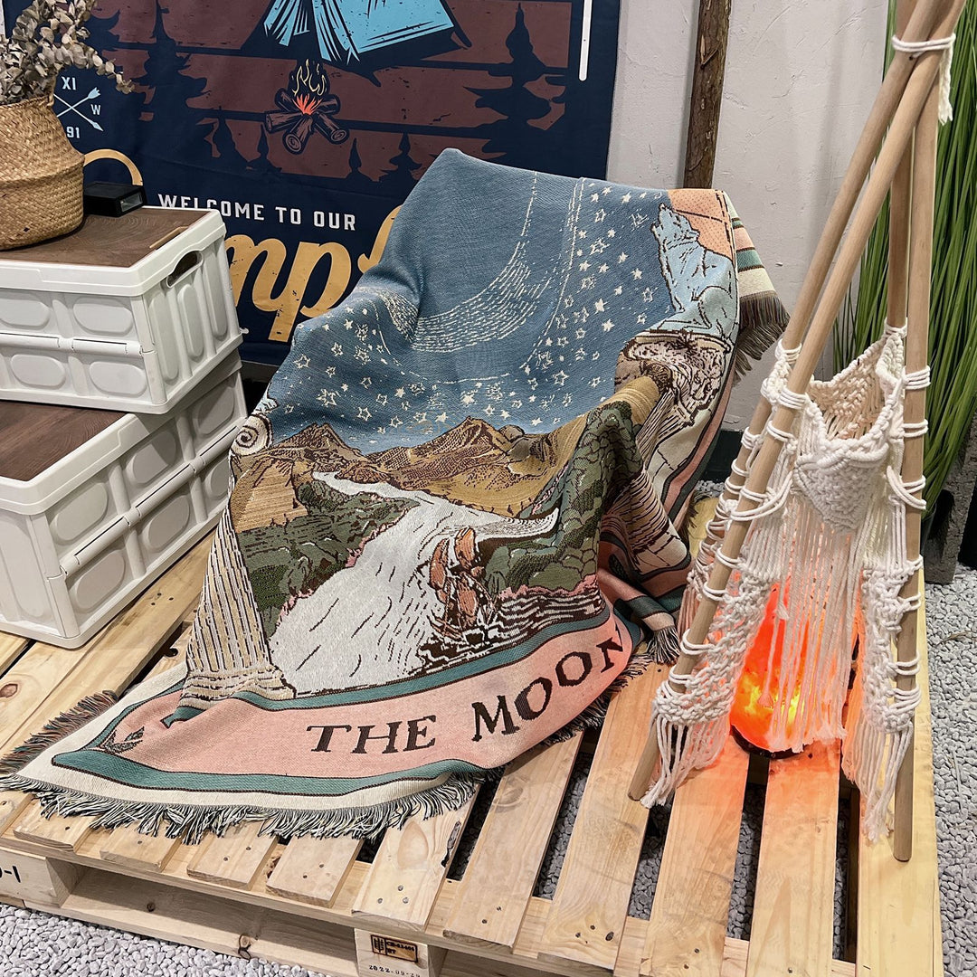 Olivenorma Tarot Card "THE MOON" Print Tassels Woven Blanket - image 3