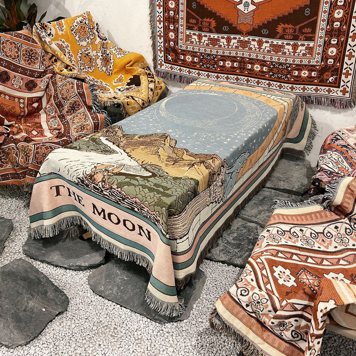 Olivenorma Tarot Card "THE MOON" Print Tassels Woven Blanket - image 7