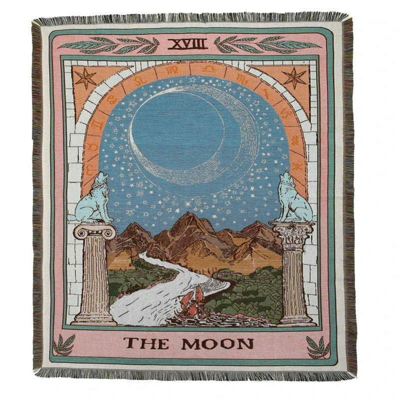 Olivenorma Tarot Card "THE MOON" Print Tassels Woven Blanket - image 8