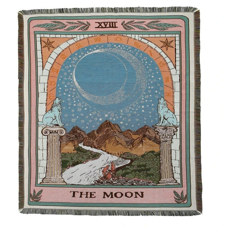 Olivenorma Tarot Card "THE MOON" Print Tassels Woven Blanket - image 8