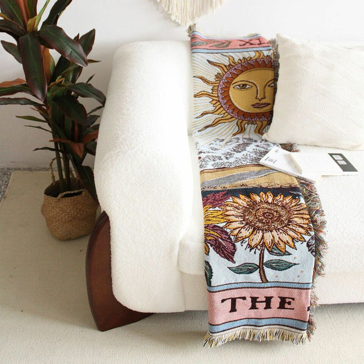 Olivenorma Tarot Card "THE SUN" Print Tassels Woven Blanket - image 3