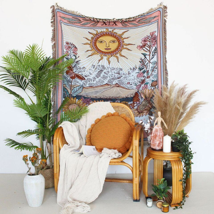 Olivenorma Tarot Card "THE SUN" Print Tassels Woven Blanket - image 6