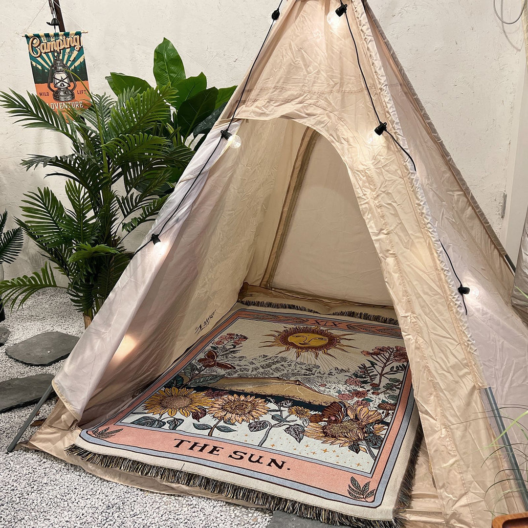 Olivenorma Tarot Card "THE SUN" Print Tassels Woven Blanket - image 10