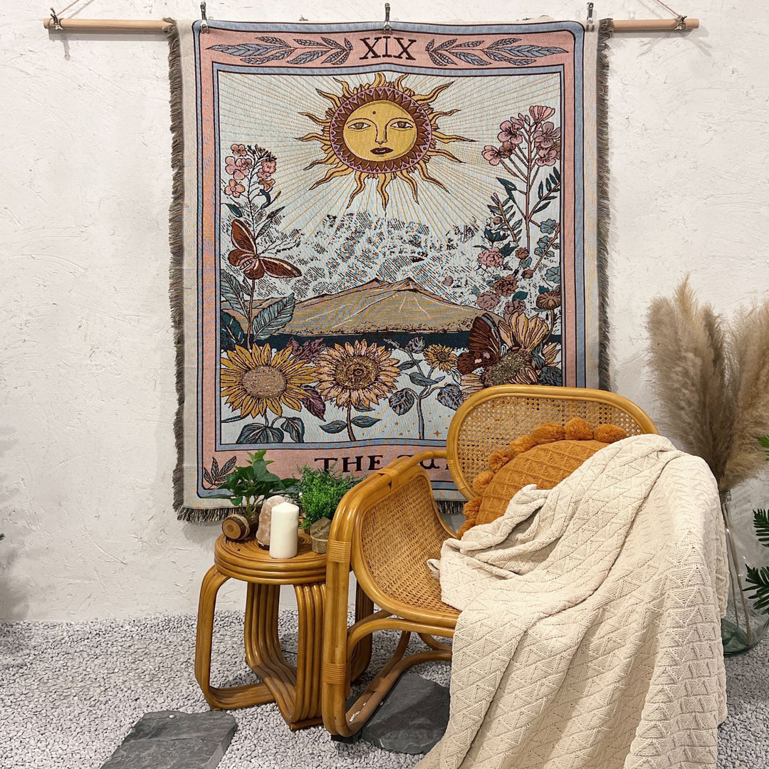 Olivenorma Tarot Card "THE SUN" Print Tassels Woven Blanket - image 12