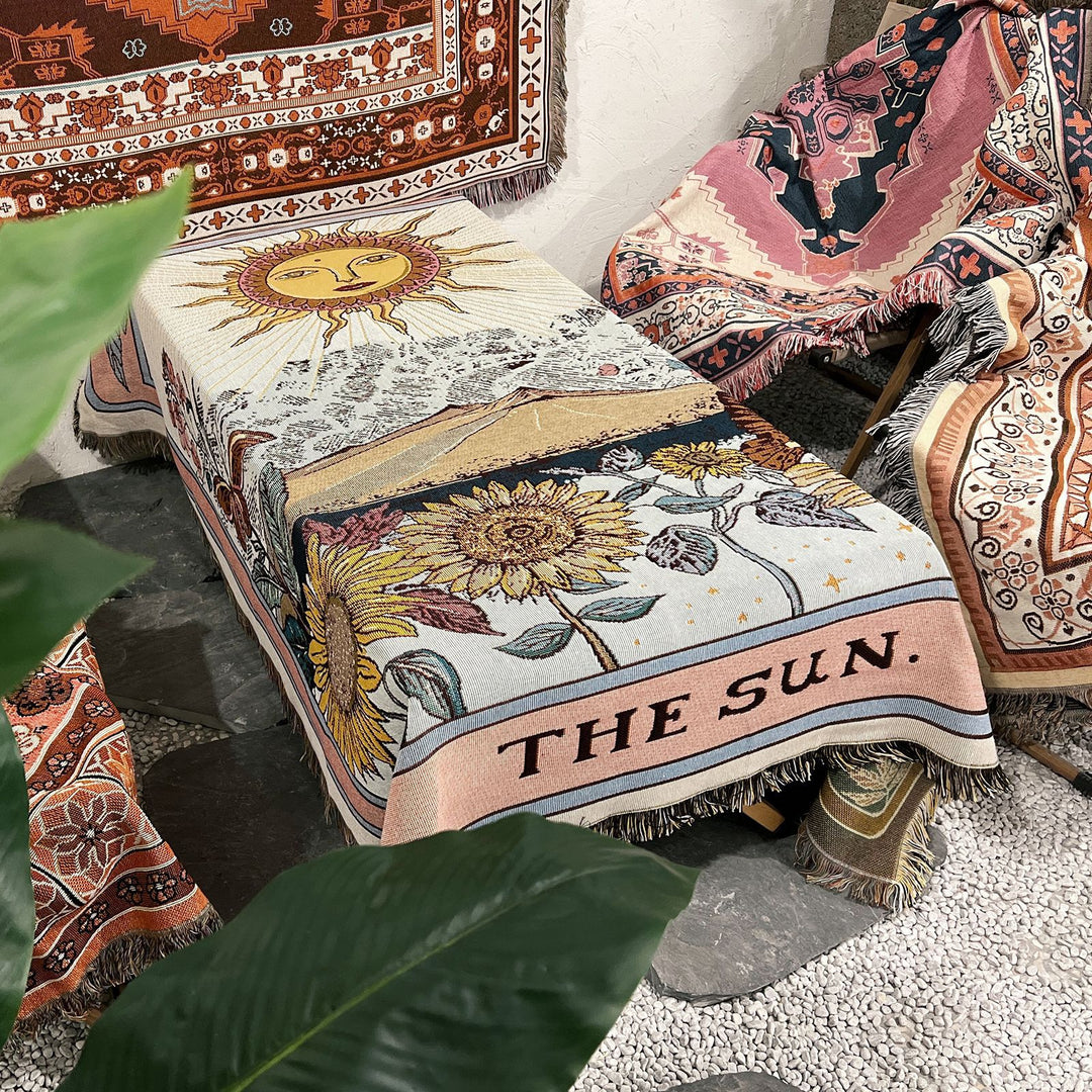 Olivenorma Tarot Card "THE SUN" Print Tassels Woven Blanket - image 16